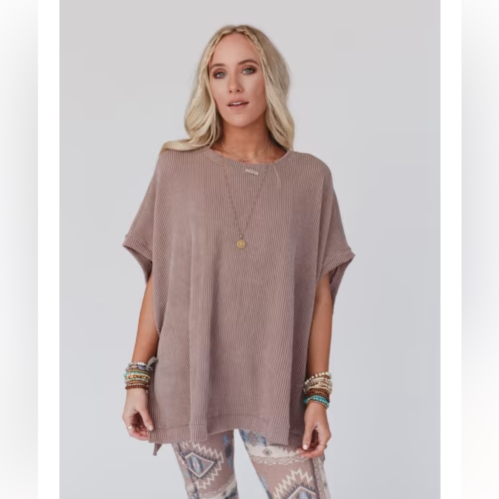 Three Bird Nest Ribbed Top